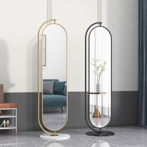 Productos de tendencia 2025 Decoración de longitud completa Piso de aterrizaje Marco de metal dorado decorativo Espejo de tocador con diseño elíptico Material de vidrio Muebles de sala de estar personalizados - Product Image 4