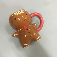 Tasse à café en pain d'épice, tasse unique en forme de Noël belle Beeg Cartoon Mug tasses avec sourire cadeau drôle pour la famille