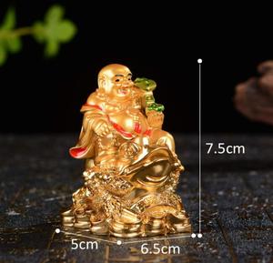 Statue de <span class=keywords><strong>bouddha</strong></span> hilarant doré en résine Feng Shui, décoration de cadeau porte-bonheur, Statue Feng Shui de grenouille - Product Image 2