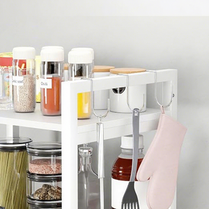 Étagère de rangement de cuisine en métal blanc à 5 niveaux avec étagère pour four à micro-ondes, type sur pied multifonctionnel, design minimaliste - Product Image 4