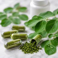 Moringa Oleifera 120 Kapsul 100% Bubuk Daun Murni untuk Dewasa Meningkatkan Daya Ingat & Kualitas Tidur