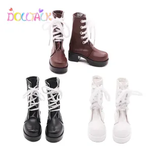 Fashion BJD 60cm Doll Shoes Brown Handsome Bandage High-heel Boots PU Leather Doll Shoes