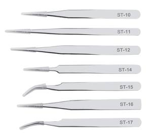 <span class=keywords><strong>Pinzas</strong></span> de acero inoxidable endurecido antimagnéticas con punta fina para reparaciones, laboratorio y trabajos de precisión artesanales - Product Image 2