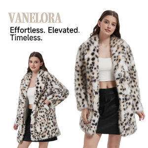 New European and American style women's leopard print <b>faux</b> <b>fur</b> coat, winter warm long-sleeved mid-length <b>faux</b> <b>fur</b> <b>cardigan</b> coat - Product Image 2