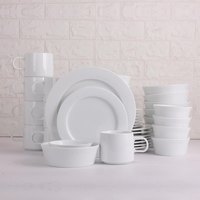 Vente chaude, vaisselle en porcelaine blanche de style occidental pour hôtel, cuisine, service, assiettes, ensemble de tasses et soucoupes en céramique, vaisselle