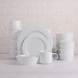 Hot Sale Western White Blank Hotel Küche Porzellan Serviert eller Teller Set und Tasse
