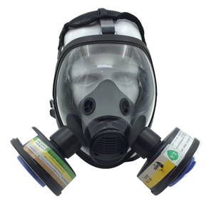 Respirator Silikon EN136 yang Dapat Digunakan Kembali, Masker Gas Full Face dengan Dua Port <span class=keywords><strong>Filter</strong></span> untuk Perlindungan Kimia - Product Image 6