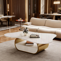 Table basse de salon en pierre frittée, acier inoxydable, style moderne et luxueux, avec rangement, pour la maison