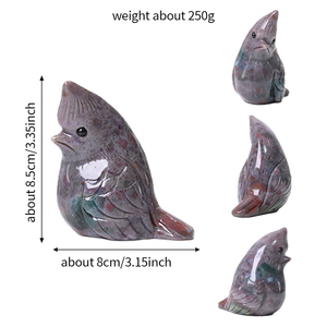 Statue d'oiseau en jaspe océanique sculpté en cristal naturel en gros pour la décoration intérieure - Product Image 4
