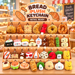 Lindo Llavero de Peluche con Forma de Comida, Colgante Suave para Bolsa, Juego de Llaveros de Algodón Rellenos, Juguete para Regalo de Navidad - Product Image 3