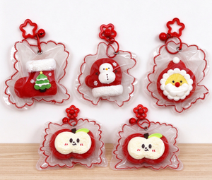 Kawaii Christmas Squishy <b>Toy</b> Keyring Santa Apple Snowman Stress Relief Squeeze Pendant - Product Image 3