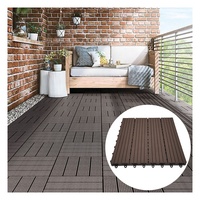 Dalles de terrasse en WPC à emboîtement avec grain de bois 3D en teck pour revêtement de sol extérieur