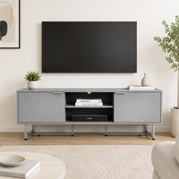 Meuble TV contemporain, console multimédia moderne avec armoires fermées et étagères ouvertes