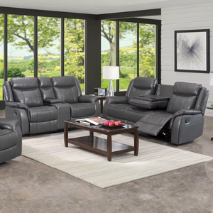 आधुनिक 3 + 2 रिक्लियर सोफा सेट एयर चमड़े का मैनुअल रिक्लियर कंसोल लोवेसइट - Product Image 1