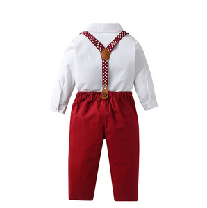Ensemble <span class=keywords><strong>de</strong></span> costumes <span class=keywords><strong>de</strong></span> Noël en gros pour garçons, <span class=keywords><strong>tenue</strong></span> <span class=keywords><strong>de</strong></span> cérémonie élégante verte et rouge avec bretelles pour <span class=keywords><strong>petit</strong></span> bébé garçon, idéal pour les banquets d'enfants - Product Image 4