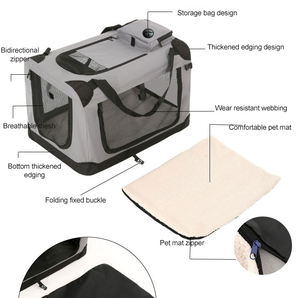 Petopia Porte-chien et chat réglable <span class=keywords><strong>Cage</strong></span> de camping portable en maille avec fermeture à glissière Sac de voyage souple pour animaux de compagnie - Product Image 4