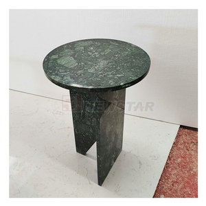 Mesa redonda de piedra para sala de estar, mueble con extremo redondo, azulejo de mármol <span class=keywords><strong>verde</strong></span>, para salón - Product Image 4