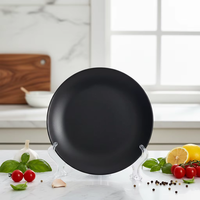 Service de table Guangda de luxe 4 pièces en grès céramique classique noir à glaçure réactive, compatible micro-ondes et lave-vaisselle