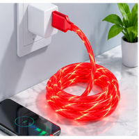 Kabel USB TPE 3in1 LED Flowing Light Braid Shielding 3A Fast Charging untuk Ponsel IPhone/Type-C/micro USB