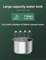Fontaine à eau pour chat 2L/67.63oz en acier inoxydable, distributeur d'eau pour chien avec filtre