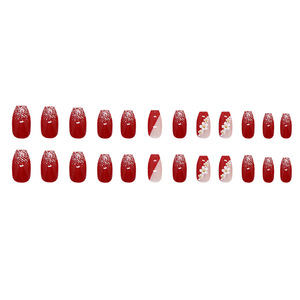 Faux ongles à presser en gros, style <span class=keywords><strong>Queen</strong></span>, pour une couverture complète des doigts, longueur <span class=keywords><strong>courte</strong></span>, en acrylique, avec colle, design cercueil pré-dessiné - Product Image 3