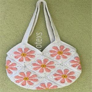 Haute qualité <span class=keywords><strong>Crochet</strong></span> Daisy <span class=keywords><strong>Sac</strong></span> Fourre-Tout Fleur Fourre-Tout Grand-Mère Carré Fleur <span class=keywords><strong>Sac</strong></span> <span class=keywords><strong>Crochet</strong></span> Épaule Fête Des Mères Cadeau - Product Image 6