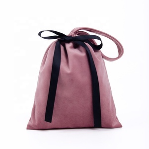 Wholesale Soft Pink Thickened Eco-Friendly <b>Drawstring</b> Velvet Storage Bag Bowknot Glasses Gift Custom Logo - Product Image 2