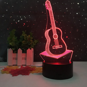 浪漫3D灯吉他造型亚克力LED夜灯装饰台灯情人节宝宝礼物 - Product Image 2