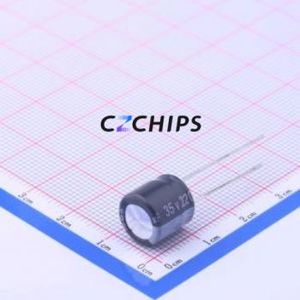 Condensateur électrolytique en aluminium à montage traversant EML1VM221G09OT, D10xL9mm 220uF 20% 35V 360mA-120Hz - Product Image 1