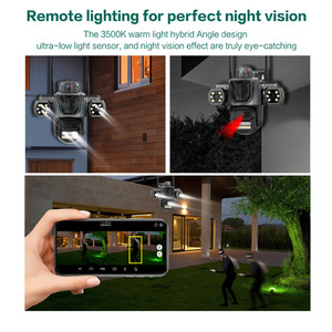 Cámara PTZ WiFi ICSEE de 9MP con Triple Lente, Sistema de Seguridad para Exteriores, Visión Nocturna 1080P, Intercomunicador de Voz, Compatible con Tarjeta de Memoria - Product Image 3