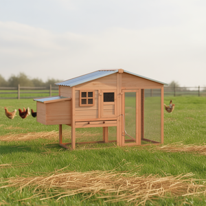 Gallinero de madera maciza de abeto con techo de acero galvanizado para alojamiento de pollos 4x6 pies - Product Image 2