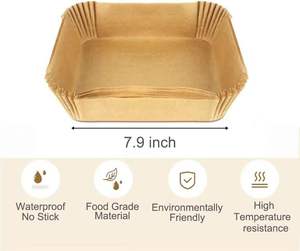 Papiers de cuisson professionnels jetables sans BPA pour friteuse à air, carrés 8 pouces, 50, 100 ou 125 pièces - Product Image 2