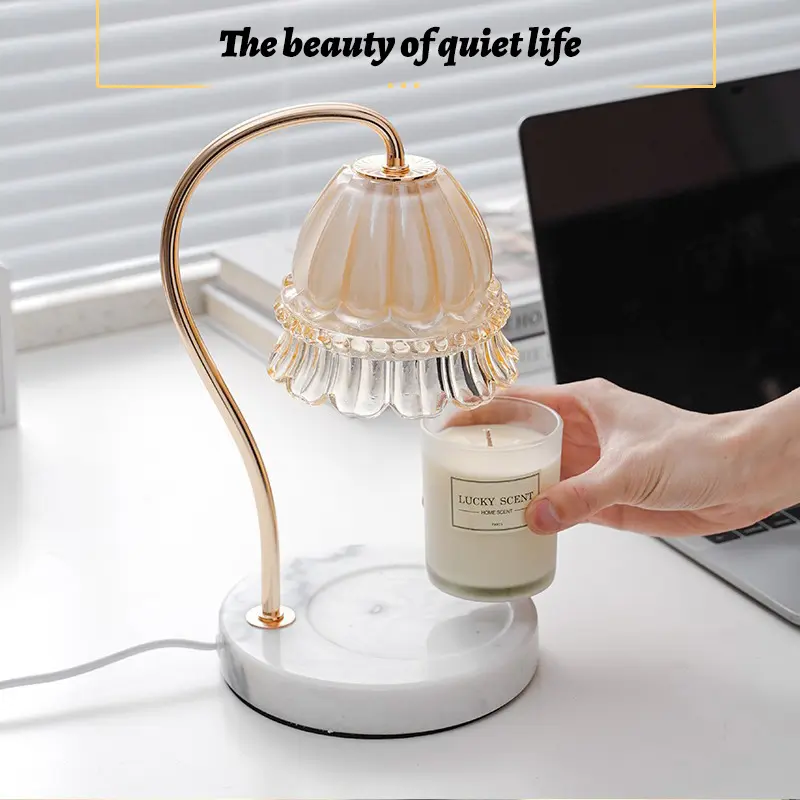 Minimalismus Marmor Wachs Schmelz lampe dimmbare Schreibtisch lampe Kerze wärmer Aroma therapie Kerze ätherisches Öl