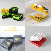 Boîtes à frites en papier recyclé jetables imprimées sur mesure, emballages pour hamburgers et fast-food