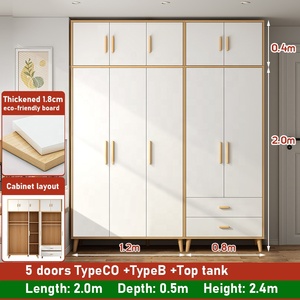 Lemari Pakaian Modern Dua Pintu untuk Anak Perempuan, Furnitur Kamar Tidur Kecil dengan Pintu MDF untuk Penggunaan di Rumah - Product Image 3