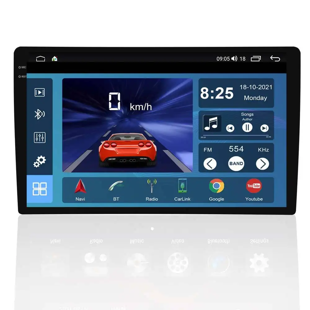 7862 Slim Car Navigator Universal 9/10 Polegada Android 12 2K DSP Apple Android Car Stereo Multimedia Player 5G WIFI Navegação GPS