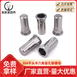 Tuerca Remachable Semihexagonal de Acero Inoxidable 304 para Orificio Ciego, Accionamiento Métrico por Enchufe, Grado 8.8 GB17880, para Equipos de Comunicación - Product Image 2