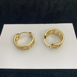 Boucle d'<span class=keywords><strong>oreille</strong></span> rétro en laiton, géométrique, <span class=keywords><strong>large</strong></span>, creuse, avec crochet en forme de nez de cochon - Product Image 2