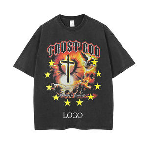 사용자 정의 산성 세척 Dtg 인쇄 빈티지 로고 티 대형 그래픽 100% 면 스트리트웨어 남성 의류 제조 업체 그래픽 - Product Image 2