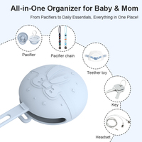 Boîte de rangement pour sucettes, étui en silicone, pochette, 0-2 ans, sans BPA, motif uni, pochette pour sucettes bébé avec poignée
