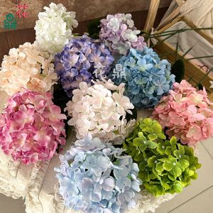 Fleur artificielle d'hortensia en soie, faite à la main, grande, 3D, colorée, pour décoration de mariage, scène ou allée. - Product Image 1