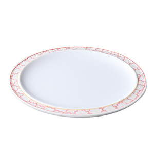 Platos redondos de melamina con diseño de rayas rojas para uso en restaurantes, buffets y fiestas. - Product Image 5