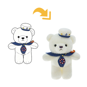 Orsetto di peluche bianco personalizzato da marinaio <span class=keywords><strong>con</strong></span> cappello <span class=keywords><strong>con</strong></span> ancora e mantello blu navy per regali aziendali nautici OEM all'ingrosso - Product Image 2