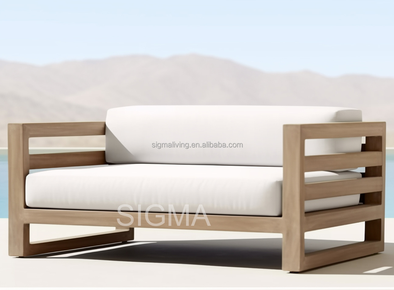 Custom Patio Luxury Waterproof All Weather Garden Sofa Set Outdoor Solid Wooden Furniture Teak Sofa