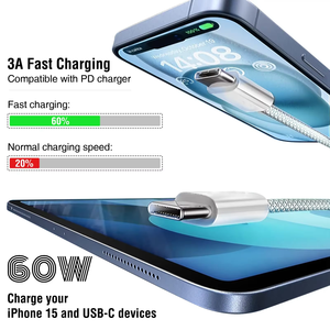 60W bện Loại-C để Loại-C PD 6A nhanh chóng sạc Cable Đối với iPhone cho cho cho Android thiết bị & tai nghe - Product Image 3