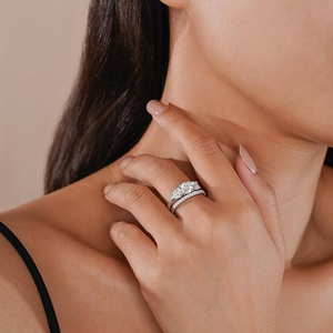 Bague <span class=keywords><strong>de</strong></span> mariage en moissanite pour femme, alliances éternité en argent sterling 925, bague d'anniversaire plaquée or blanc - Product Image 4