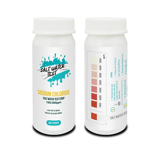 Bandelettes de test de <span class=keywords><strong>sel</strong></span> pour usage domestique et hôtelier, pour l'<span class=keywords><strong>analyse</strong></span> du <span class=keywords><strong>sel</strong></span> dans les spas/bains à remous et l'eau des réservoirs, accessoires, 50 bandelettes - Product Image 1