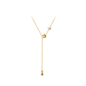 Collier en argent pur S925, style français brisé, coupe irrégulière simple avec perle, chaîne de clavicule tendance D9691 - Product Image 5