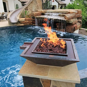 Fontaine de jardin Corten Steel Rusty Color Water Feature avec foyer à gaz - Product Image 4