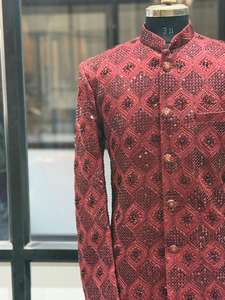 Traje Indo Occidental de Diseño de Alta Calidad, Estilo Sherwani Largo, para Novios, Ideal para Recepciones de Lujo, Disponible al Mejor Precio - Product Image 6